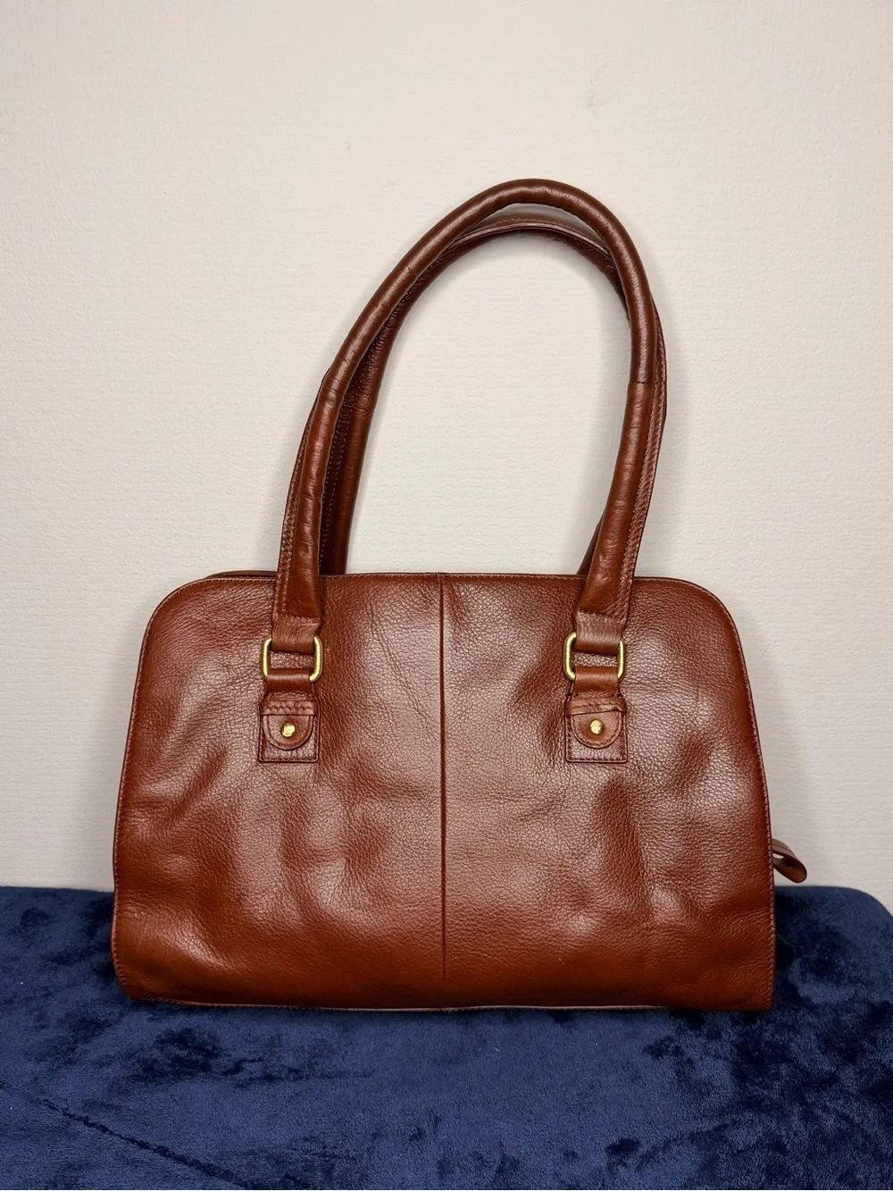 Liz Claiborne Classic Brown Leather Tote Bag - HLRU6683